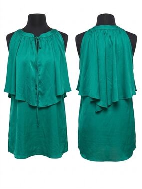 Daniel Rainn Emerald Green Layered Halter Tie-Neck Camisole